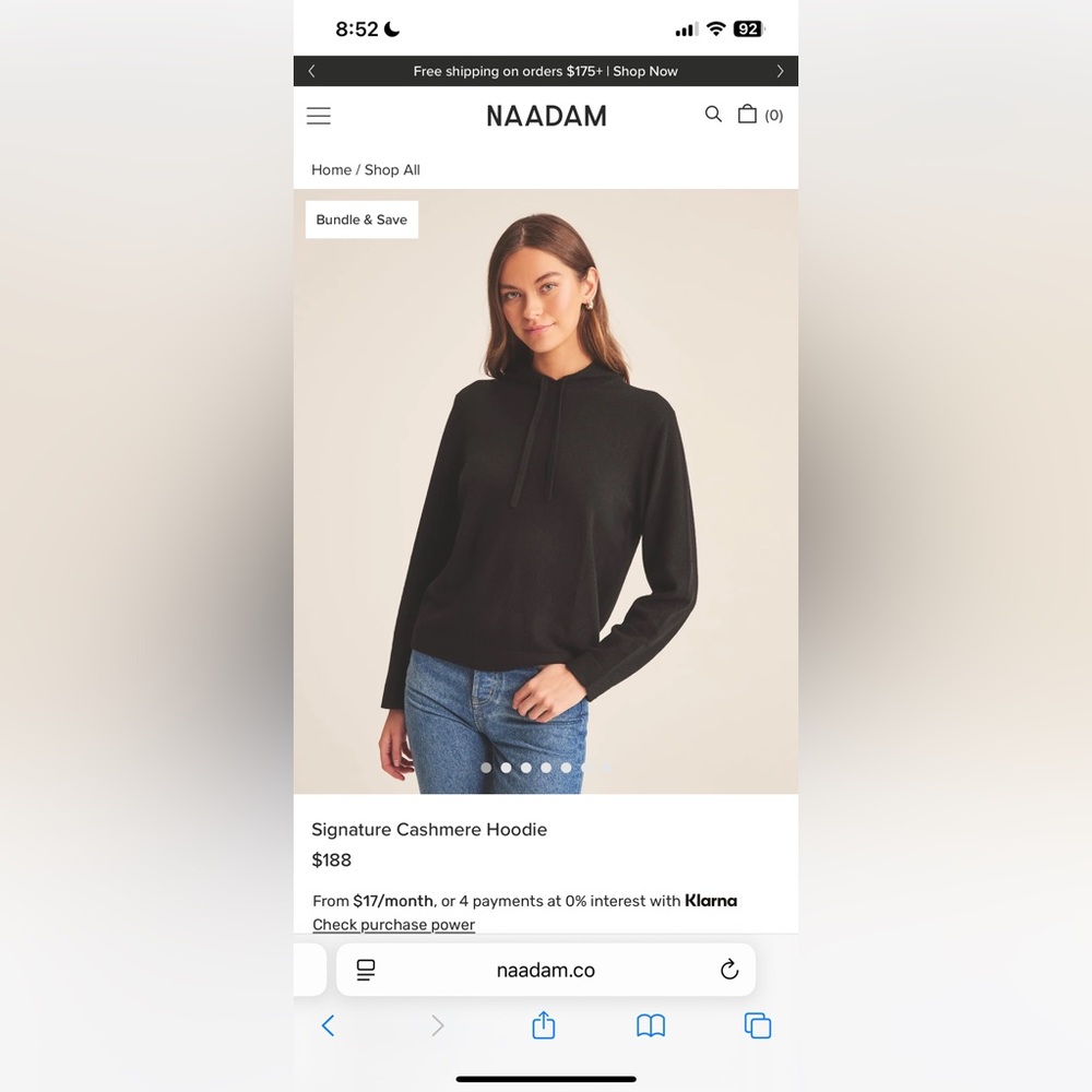 NAADAM Classic Black Cashmere Hoodie